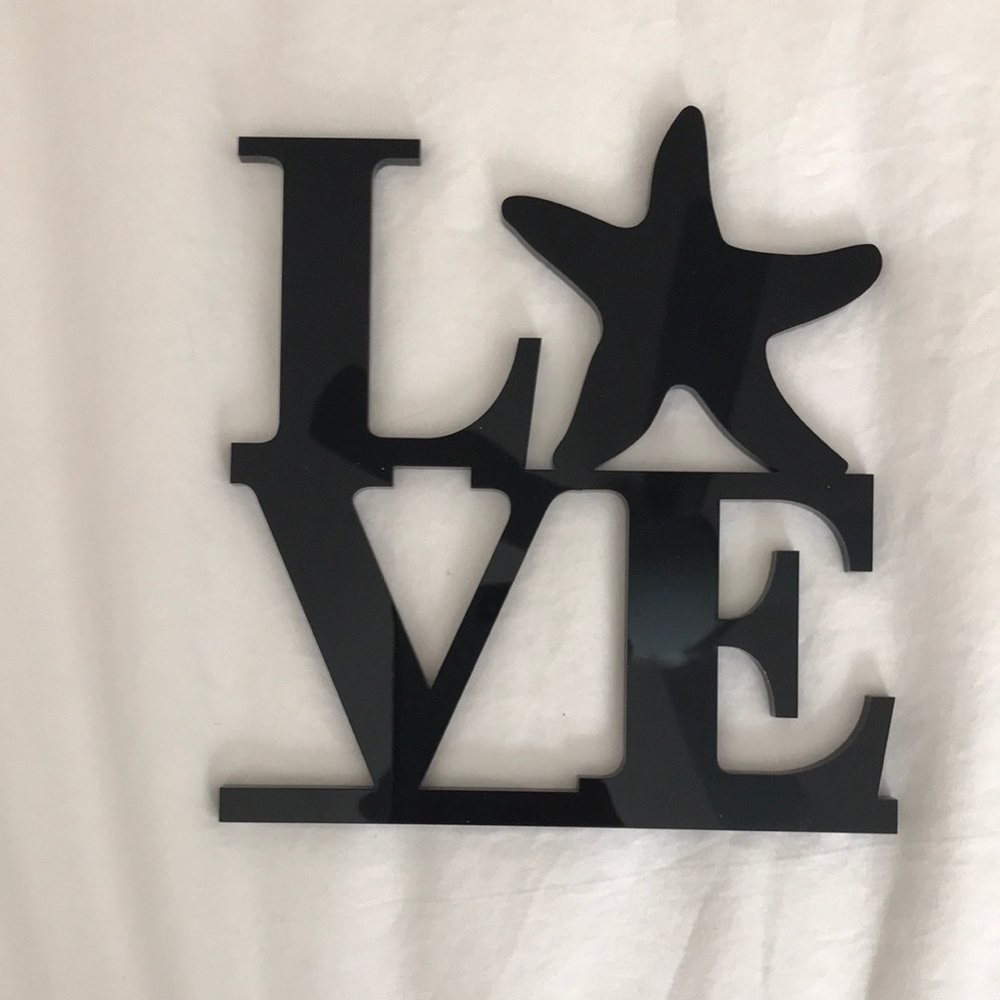 Love Cake Topper - Starfish - Beach theme - Black